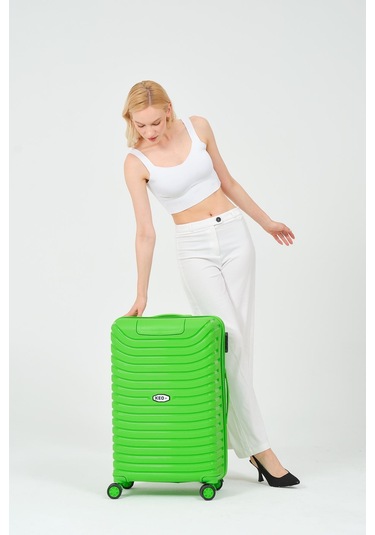 Keo-plus Yeşil Orta Boy Silikon Kırılmaz Pp Valiz Siyah