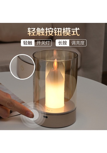 Led Yaratıcı Küçük Gece Lambası Romantik Mum Işığı Lambası Restoran Bar Masa Atmosfer Lambası Mumluk Sensörlü El Sallama Işığı Beyaz