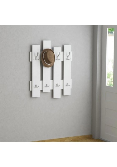 Kuzela Ahşap Dekoratif 8'li Duvar Askılık Ceviz