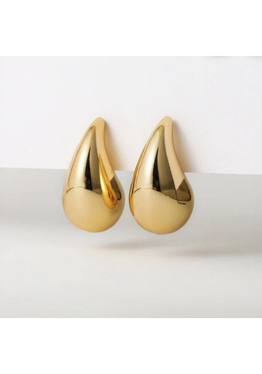 Bombeli Bottega Küpe Damla Model Küpe Gold Renk Sarı