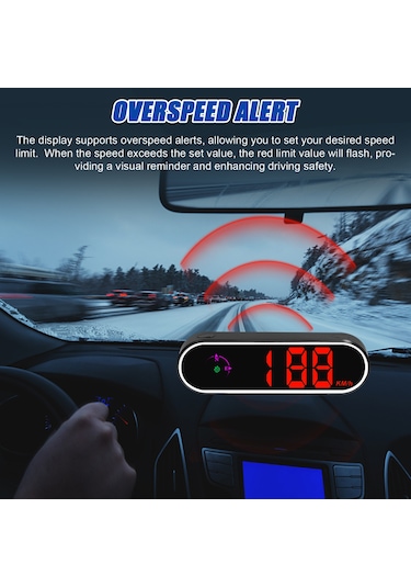 Araç Baş Üstü Ekran Gps Dijital Hız Göstergesi Renkli Led Ekran Saat Ve Pusula Fonksiyonu Aşırı Hız Alarmı İçin Araç Kamyon Suv Karavan