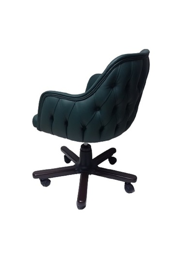 Ofis Koltuğu Çalışma Sandalyesi Ahşap Ayaklı Yeşil Renkli Suni De