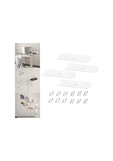 Suntek 4 Adet Akrilik Duvara Monte Raflar Şeffaf Duvar