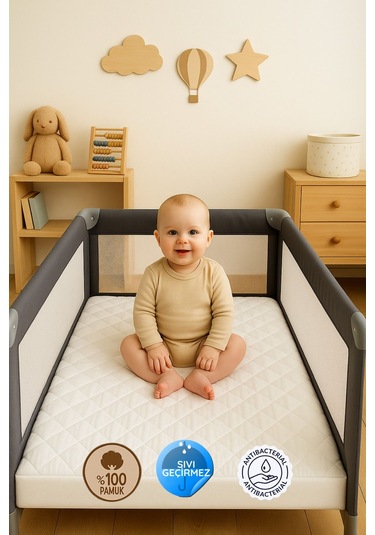 Formeya Pamuk Kapitone Fitted Sıvı Geçirmez Bebek Çocuk Alezi