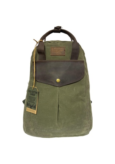 Vintage Deri Kanvas Su Geçirmez Disayn Unisex Gezi Okul Kamp Seyahat Sırt Çantası 28x39cm Haki