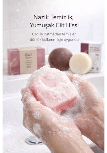 Hediyelik Doğal Sabun Seti Özel Bakım Serisi 3 Lü Premium Paket Gül