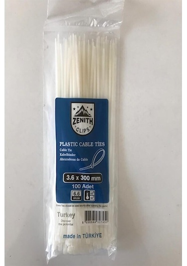 Kablo Bağı Klips Plastik Cırt Kelepçe 3,6 X 300 Mm 100 Adet