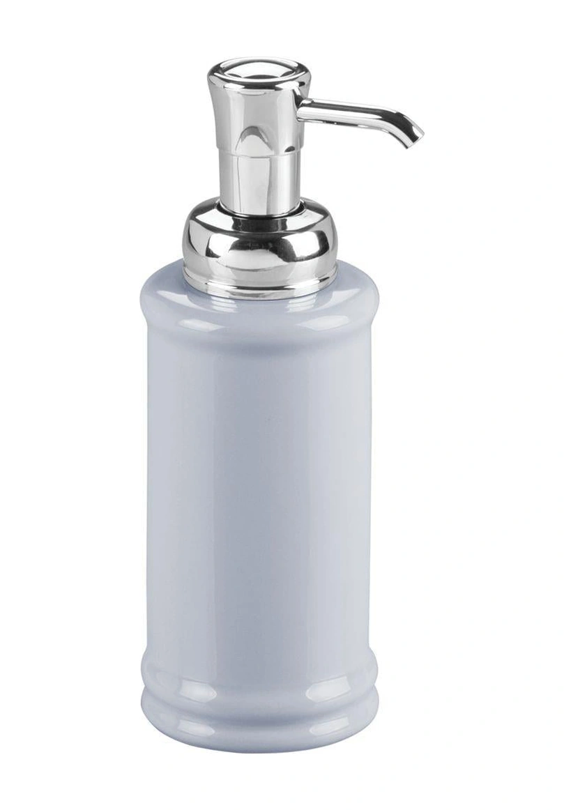 2 Adet Porselen Sıvı Sabunluk Gri 7x7x20cm 355ml Çok Renkli