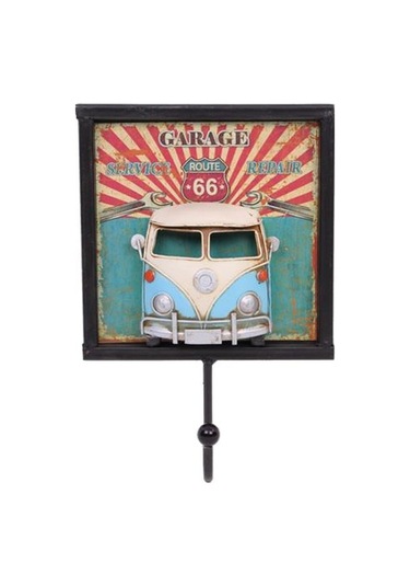 Kenpazar Dekoratif Metal Askı Minibüs Dekorlu Retro Askılık Hediyelik Çok Renkli