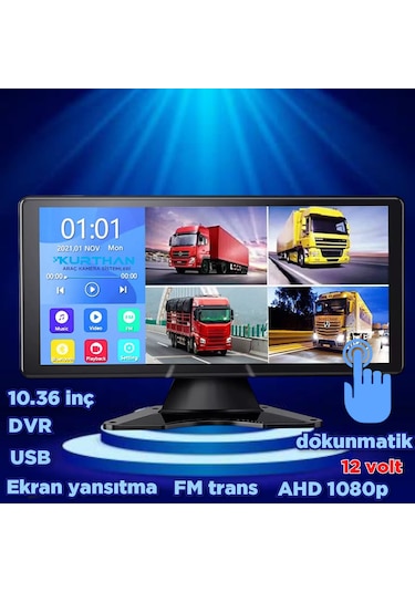 10,36 İnç 4k Dokunmatik Ekran Fm Usb Mp5 Mirrorlink Dvr Kamerasız