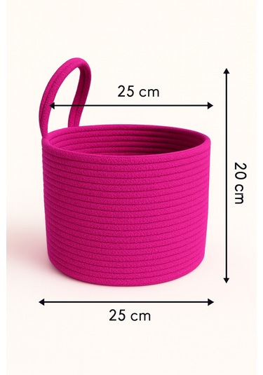 Asep Askılı Halat El Dokuma Banyo Sepeti 25x20cm Duvara Asılabilir Çok Amaçlı Düzenleyici Ve Saklama Fuşya