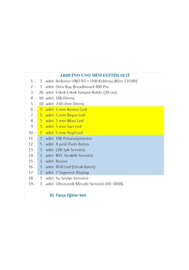 Arduino Uno Mini Eğitim Seti
