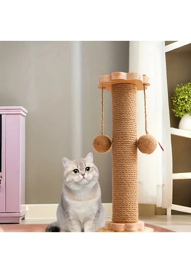 Honeybeeshop 2 İn 1 Dayanıklı Kedi Tırmalama Direği Small Cat Scratching Columns Dönebilir Yapay Tüy Oyuncak