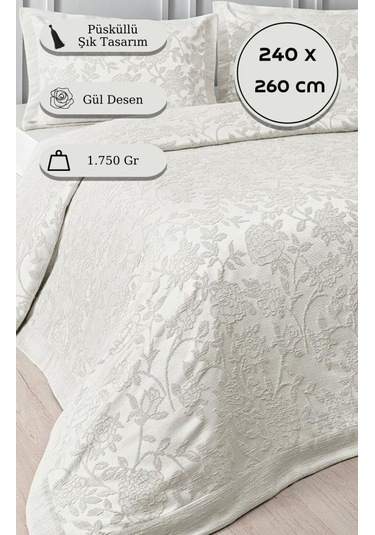 Yatak Örtüsü Seti Jakarlı Estela Açık Gri