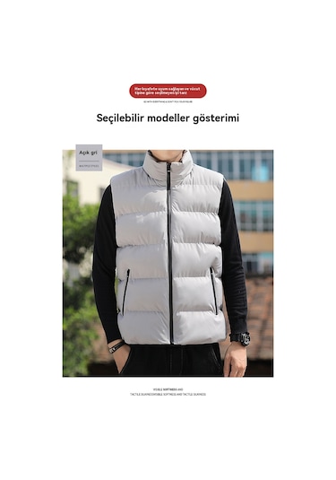 Büyük Beden Rahat Düz Renk Sıcak Erkek Yeleği Siyah