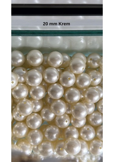 100 Gram - İnci Boncuk - 20 Mm Renk : Krem