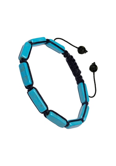 Sertifikalı Dikdörtgen Firuze - Turkuaz Taşı Bileklik Çok Renkli