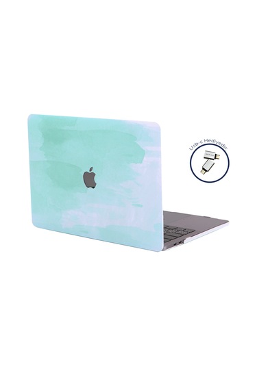 Macbook Air Kılıf 13.6 İnç M2-m3, Paint02 Touchıd'li Air M2-m3 A2681 A3113 İle Uyumlu Açık Yeşil