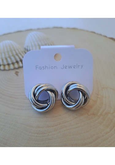 Burgulu Model Küpe Gümüş Renk Gümüş