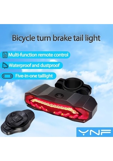 Siyah 5'li Akıllı Bisiklet Hırsızlık Alarmı 113db Ses, Dönüş Fren Sinyali, Ip65 Korumalı, 6 Ay Pil Ömrü