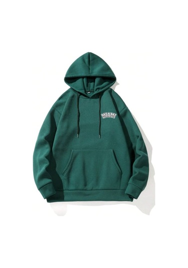 Unisex Ekru Miami 23 Baskılı Kapüşonlu Sweatshirt Tw-Mm23