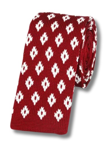 Ocean Pole Kırmızı Beyaz Örme Kravat Kırmızı - Beyaz