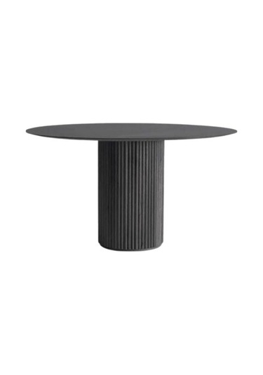 Breeze Yuvarlak Ahşap Bohem Masa 120x120 Siyah