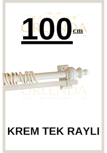 Rustik Perde Askısı Krem 100cm - Ahşap Rustik Krem