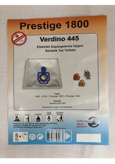 Resmi Distribütör Garantili Fakir Prestige 1800 Toz Torbası 5 Adet Beyaz