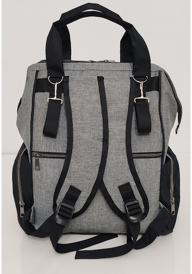 Bebek Bakım Çantası Organizatör Fonksiyonel Lüx Anne Bebek Bakım Sırt Çantası Mrs Gri Siyah Çok Renkli