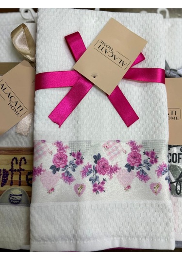 Nivemeshome 2 Li Fuşya-beyaz Asorti Model Mutfak Havlusu