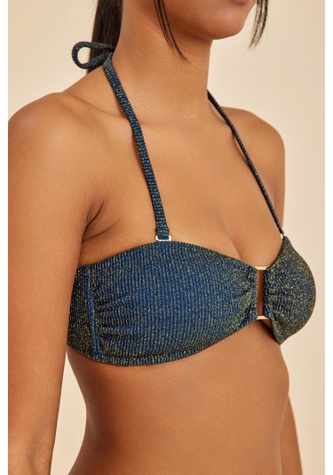 Maldives Lacivert Straplez Boyundan Bağlamalı Pedli Bikini Üst Lacivert