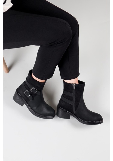Eliska Çift Tokalı Bot Siyah-7405-siyah Siyah