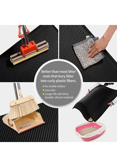 Mufunye Kedi Kumu Matı Çift Katmanlı Kaymaz Yıkanabilir