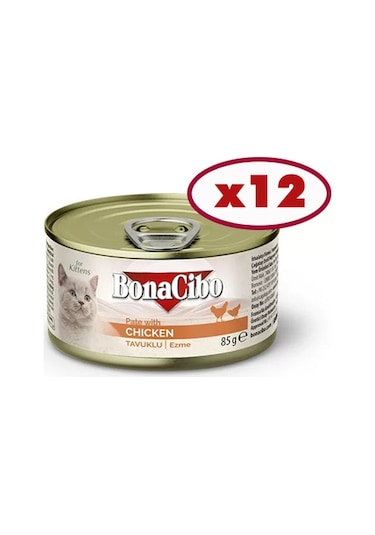 Bonacibo Pate Tavuklu Yavru Kedi Maması 12 x 85 G