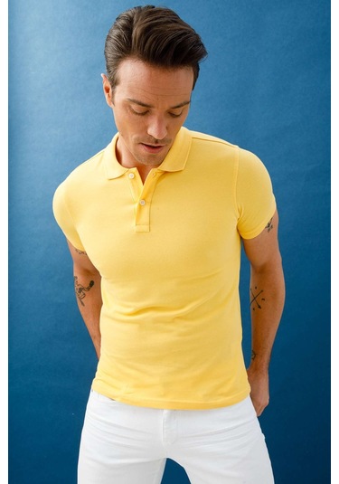 Igs Modernfit Dar Kalıp Erkek Polo Yaka Tişört Sarı
