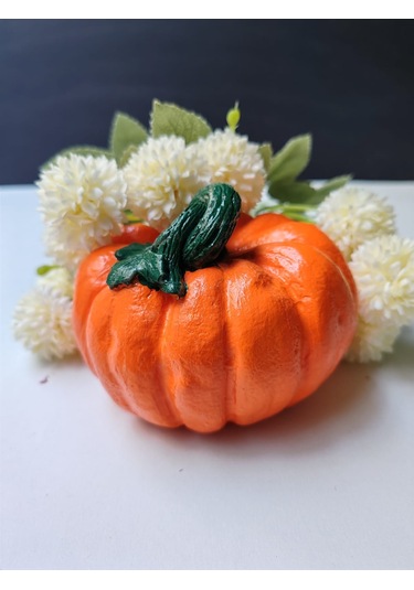 Dekoratif Balkabağı Orta Boy, Turuncu El Yapımı, Ev Dekoru, Masa Dekoru, Obje, Biblo