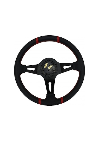 SİYAH SİYAH KIRMIZI MOMO OFSETLİ SPOR DİREKSİYON PVC