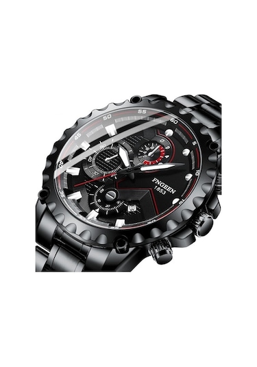 Fastbuy Fngeen 5757 Erkek Saat, Su Geçirmez, Paslanmaz Çelik, Siyah Deri Kılıf, Beyaz Yüzey, Spor Tarzı, Çok Renkli Çok Renkli