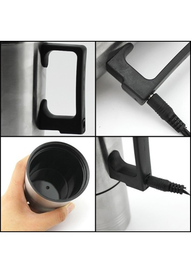 Sones Dc 12v Paslanmaz Çelik Araba Elektrikli Su Isıtıcısı Isıtmalı Kupa Isıtma Kupası Şarj Cihazı Çakmak, Kapasite: 300ml