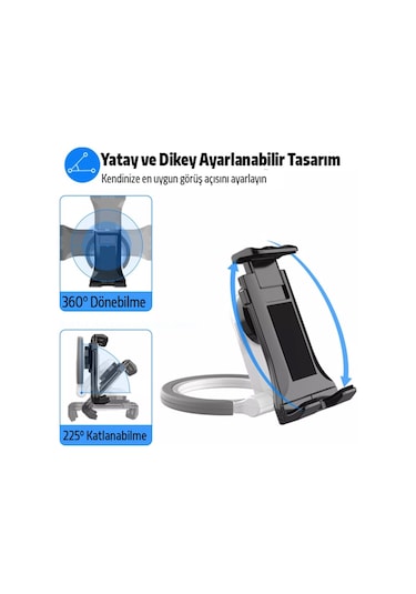 Ally Pb-47B Askılı Katlanabilen Çok Işlevli Tablet -Telefon Stan-Beyaz