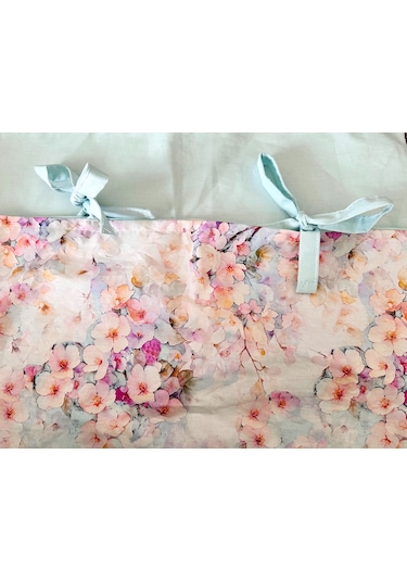 Bağcıklı %100 Pamuk Tek Kişilik Nevresim Takımı-kiraz Çiçeği