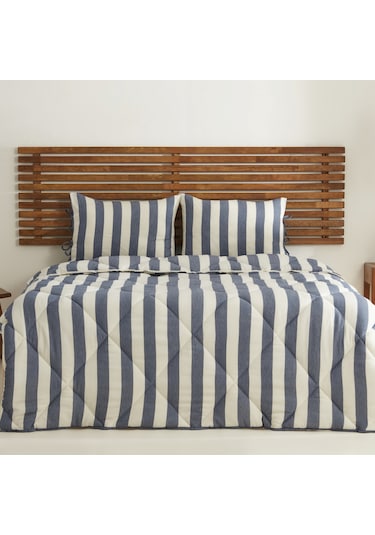 Karacahome Sarah Anderson Barlet Tek Kişilik Comfort Set Çizgili Mavi