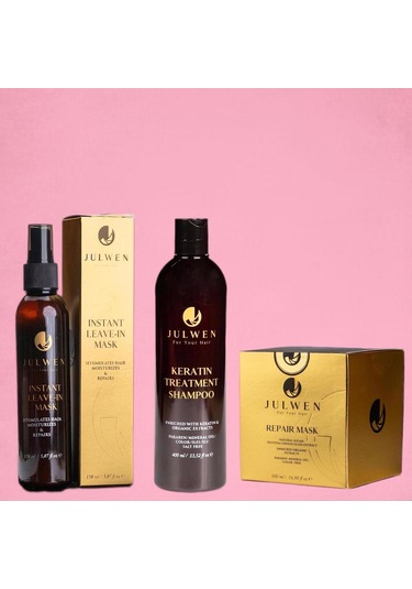 Julwen Keratin Treatment Şampuan 400 ML + Instant Leave-ın Mask 150 ML + Repair Mask 500 ML