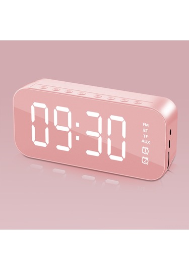 Reedark Pembe Mini Masa Saati: Bluetooth Hoparlör, Fm Radyo, Ayna Ve İki Alarm Özelliğiyle Akıllı Ev Aletleri