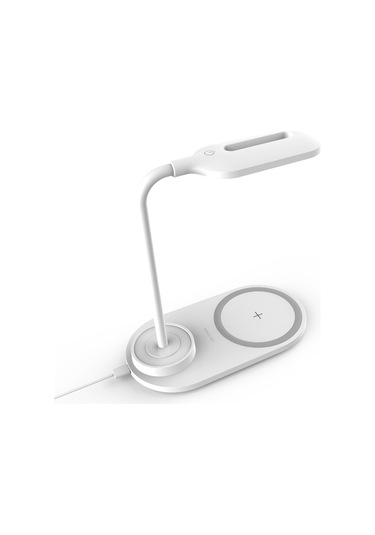 Monyee Beyaz 10w Hızlı Kablosuz Şarj Cihazı İle 3 Seviye Dokunmatik Gündüz/gece Lambası, Telefon Tutucu, Usb Kablolu Pil Yok