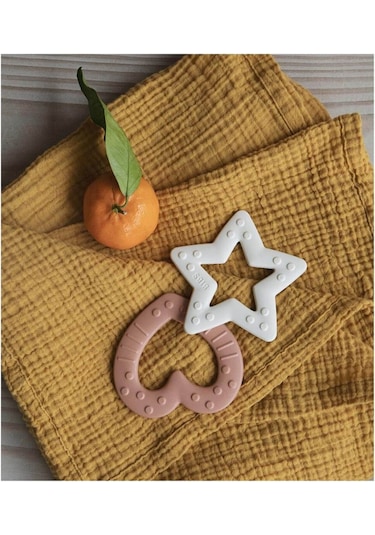 Bibs Baby Bitie Heart Peach Dişlik Turuncu