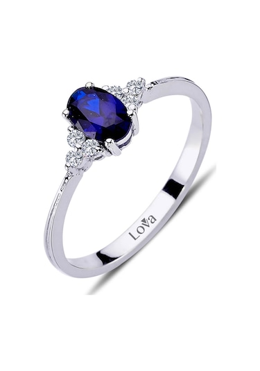 Lova Pırlantalı Oval Safir Yüzük - 1020230