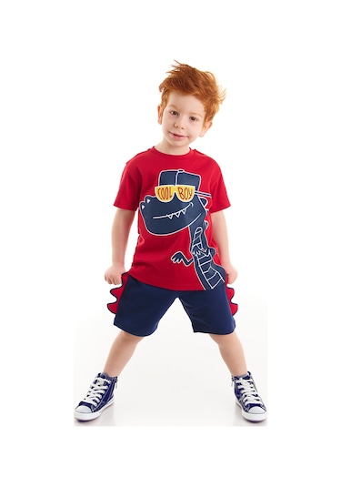 Denokids Cool Dino Erkek Çocuk Şort Takım Çok Renkli