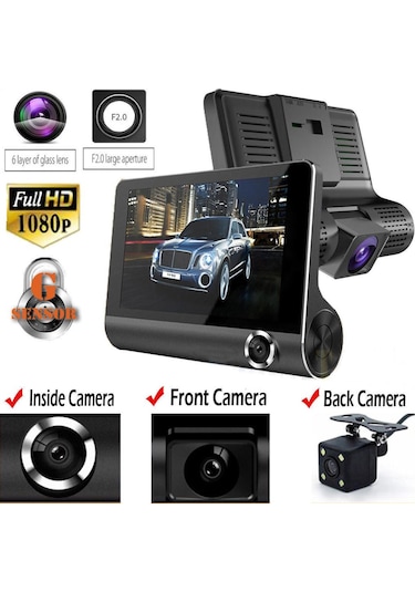 Vothoon Full Hd 4"Ekran 1080P 3 Kameralı Araç İçi Güvenlik Kamera